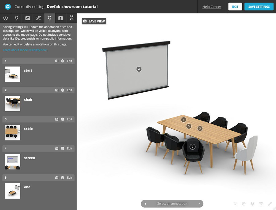 Annotations Sketchfab